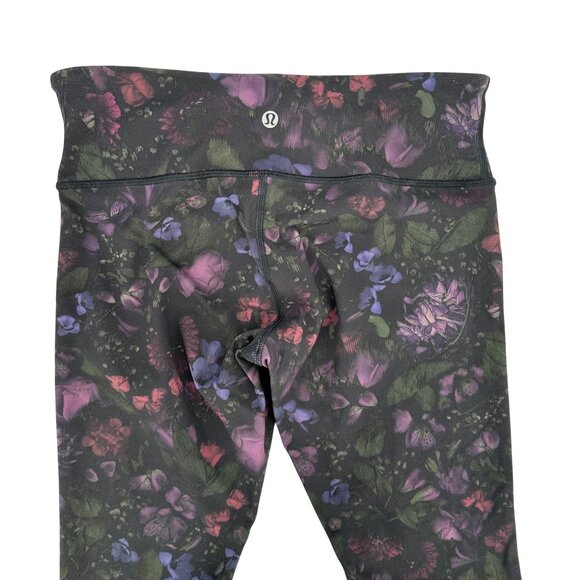 Lululemon Womens Black Multi Colored Floral Print Leggings Size 6 - Picture 2 of 6